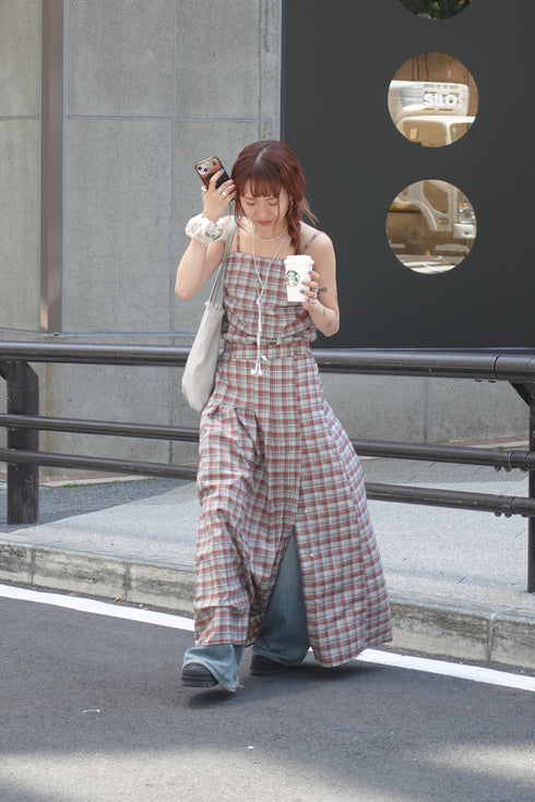 チェックギャザーキャミ